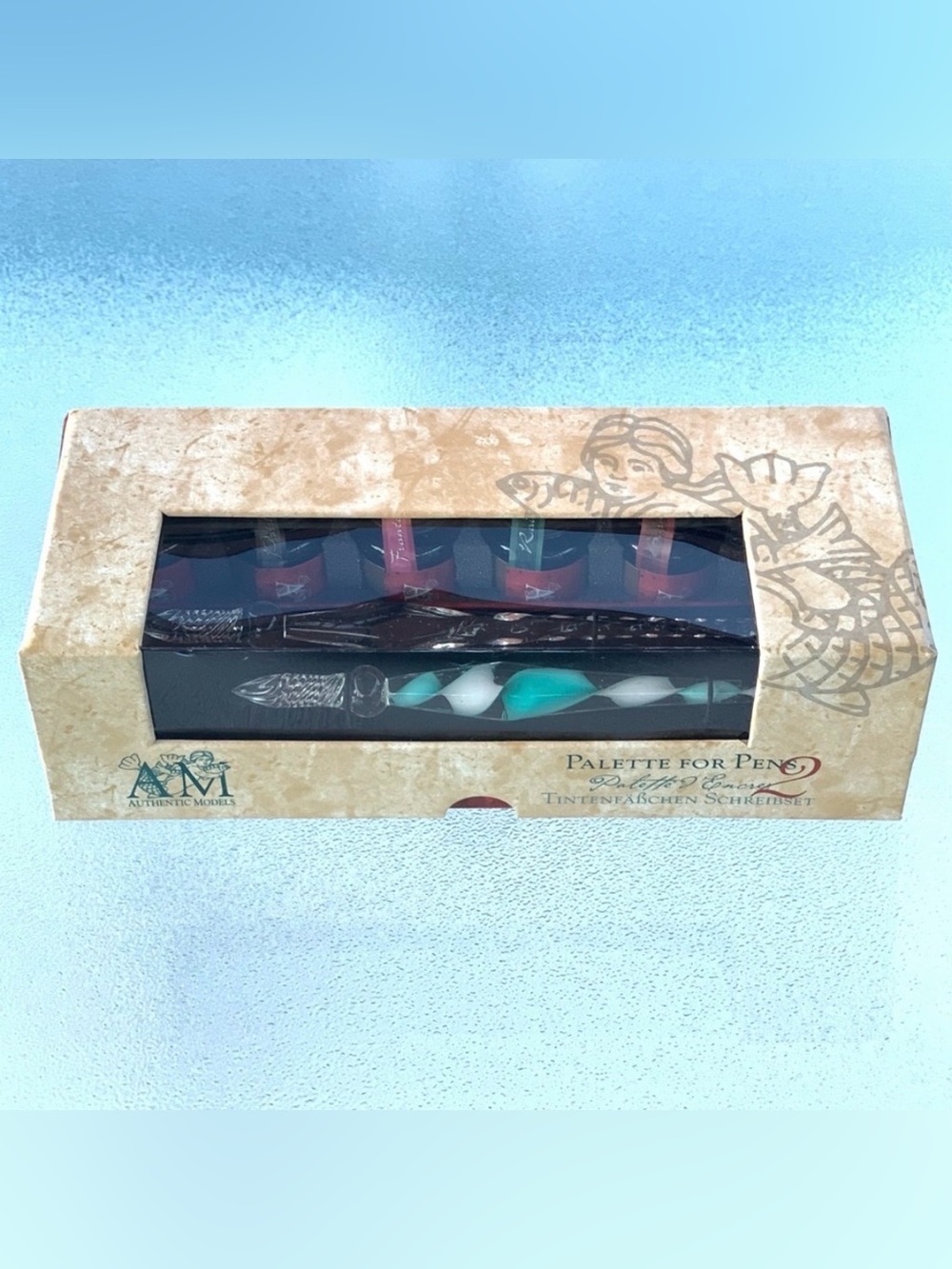 Authentic Models Palette for Pens: 2 Glass Stylus Pens and 6 Assorted Ink Set - Picture 6 of 10